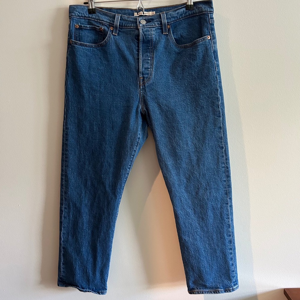 Levi's Premium Wedgie Straight Jeans Blue 31 High Rise Button Fly 34964-0080 - Picture 1 of 8